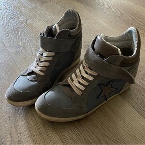 Steve Madden Gray and Tan High-Top Sneakers